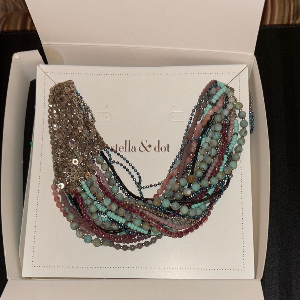 Stella & Dot Blue Green Multi-Strand Necklace